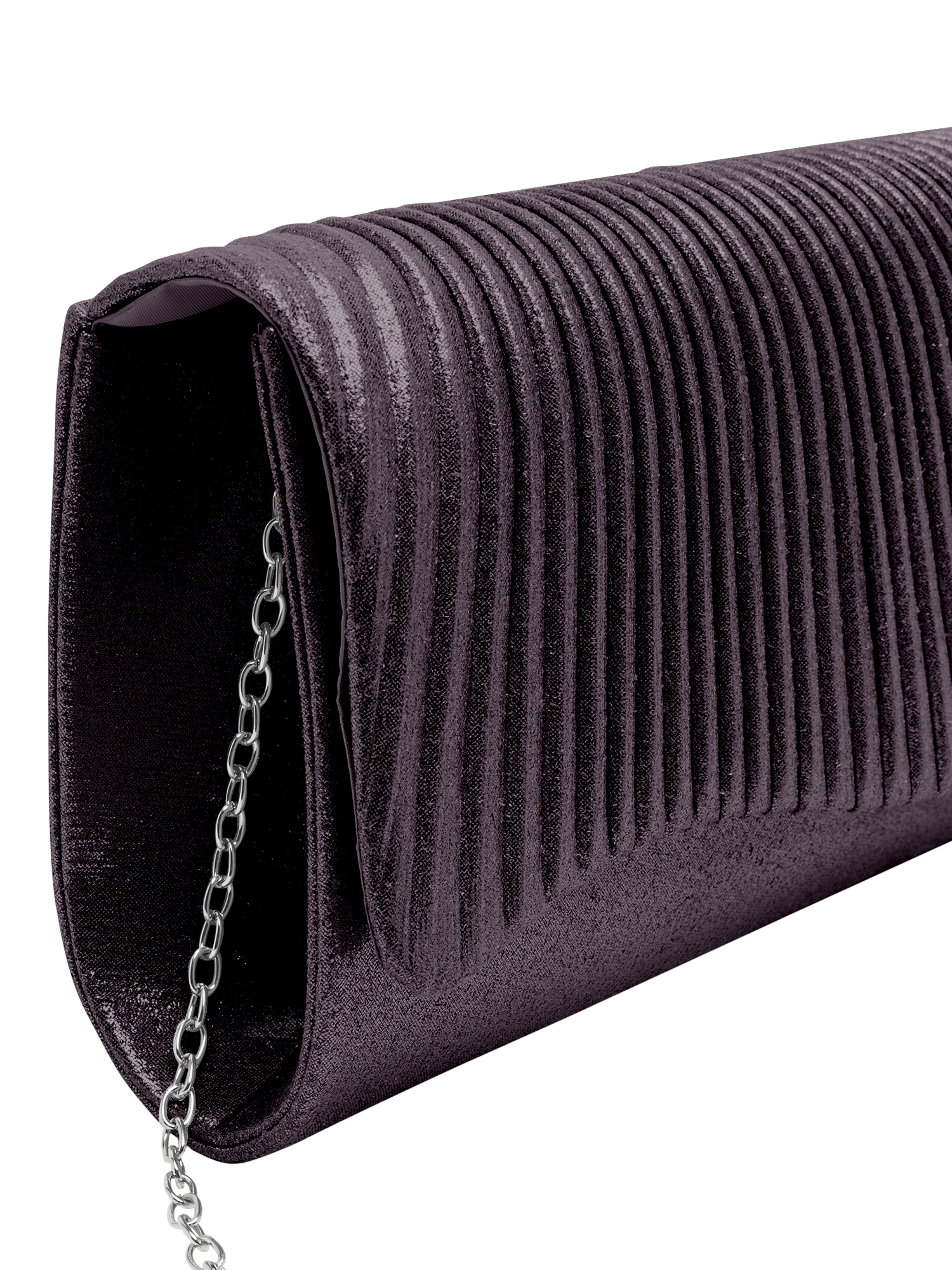 Product image 4 of 6, which shows Bloom & Bay Lorelei Metallic Clutch Bag, Black, One Size