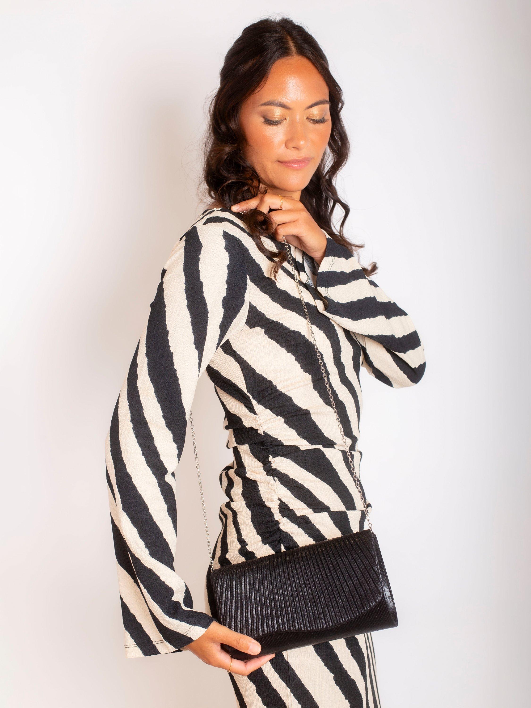 Product image 6 of 6, which shows Bloom & Bay Lorelei Metallic Clutch Bag, Black, One Size