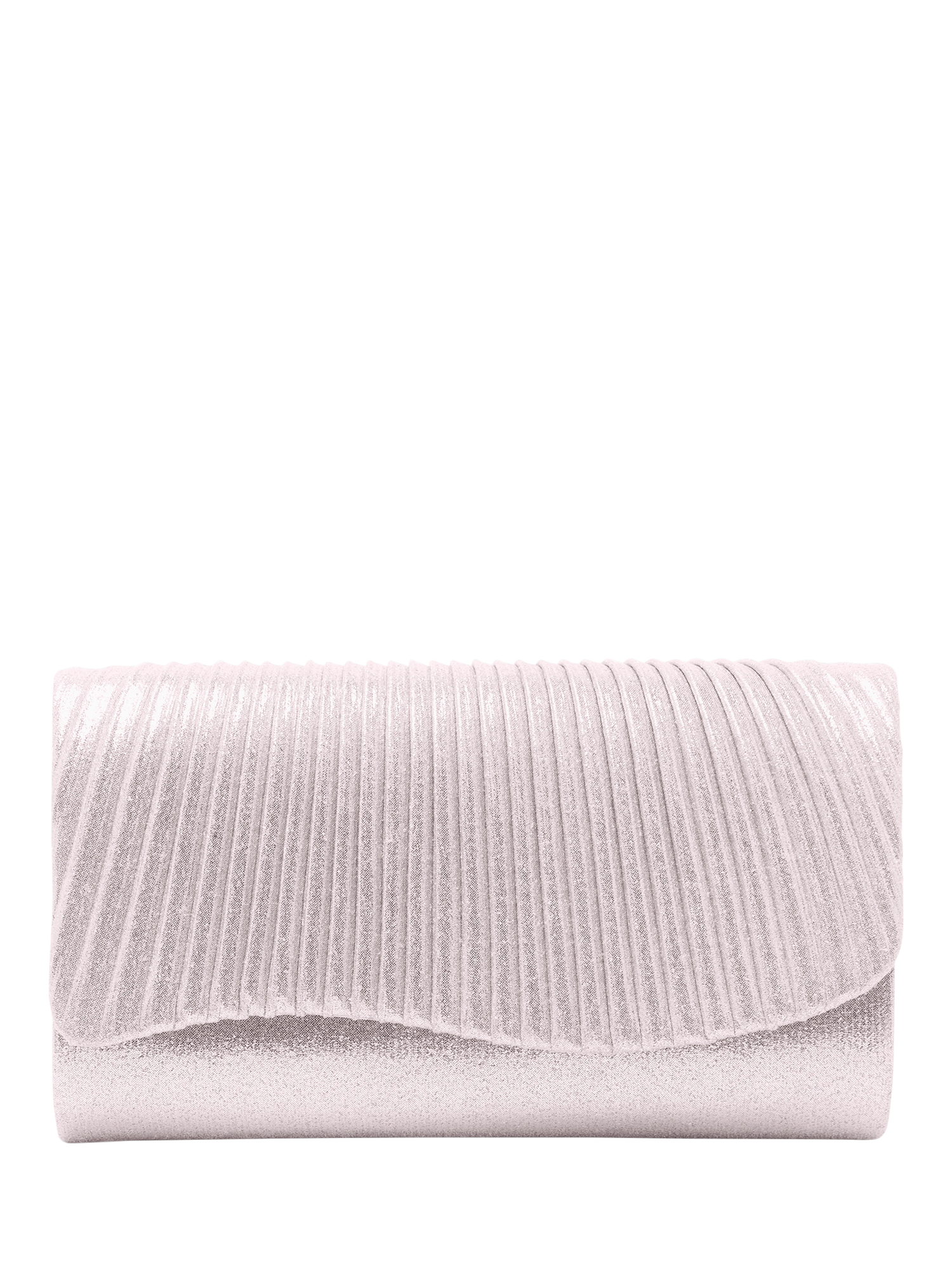 Product image 1 of 7, which shows Bloom & Bay Lorelei Metallic Clutch Bag, Silver, One Size