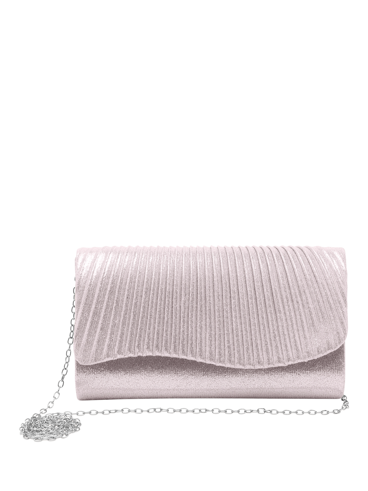 Product image 3 of 7, which shows Bloom & Bay Lorelei Metallic Clutch Bag, Silver, One Size