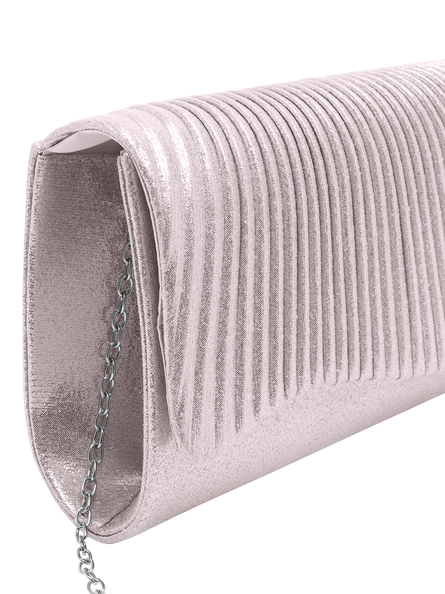 Product image 4 of 7, which shows Bloom & Bay Lorelei Metallic Clutch Bag, Silver, One Size