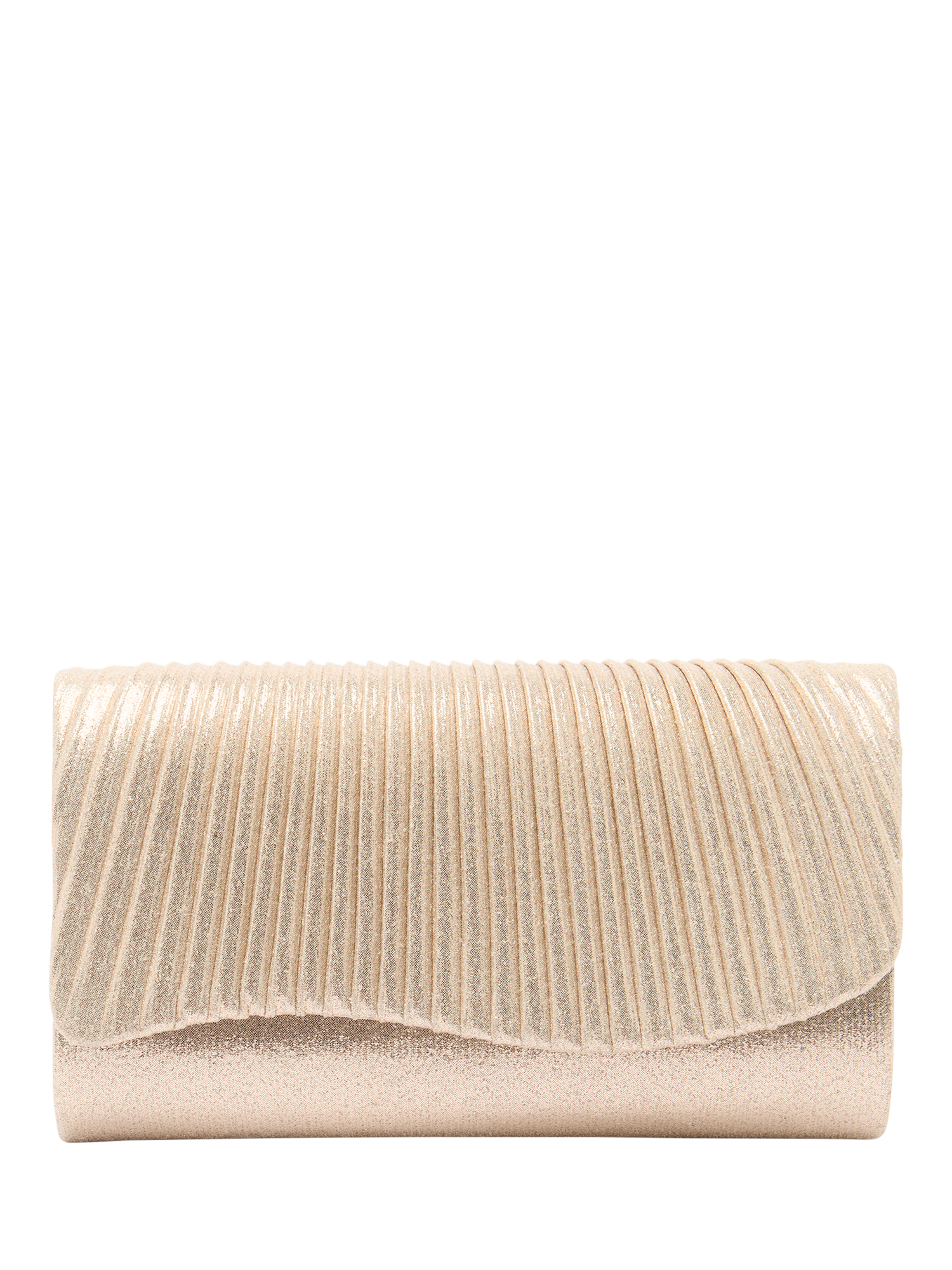 Product image 1 of 6, which shows Bloom & Bay Lorelei Metallic Clutch Bag, Gold, One Size