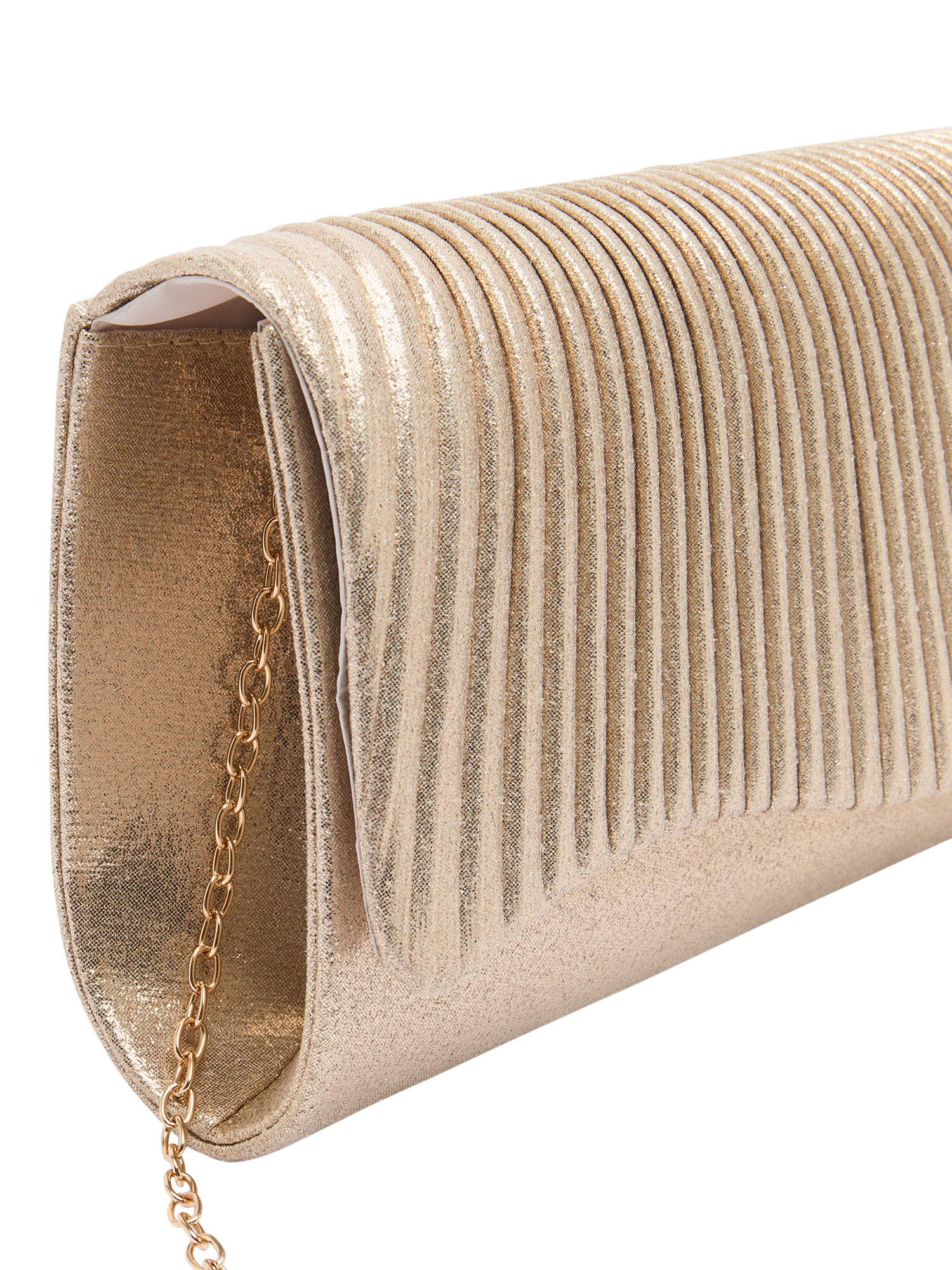 Product image 2 of 6, which shows Bloom & Bay Lorelei Metallic Clutch Bag, Gold, One Size