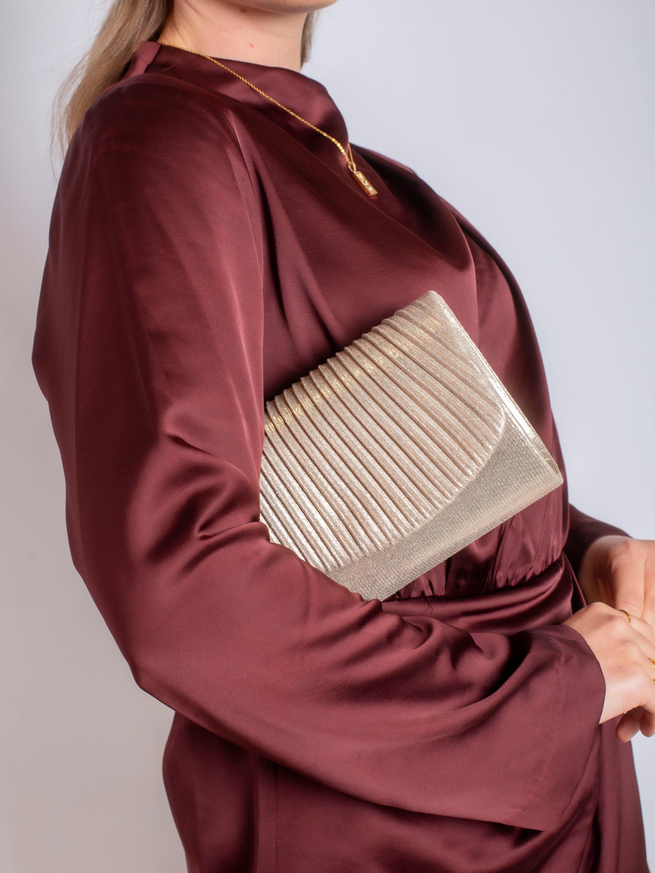 Product image 5 of 6, which shows Bloom & Bay Lorelei Metallic Clutch Bag, Gold, One Size