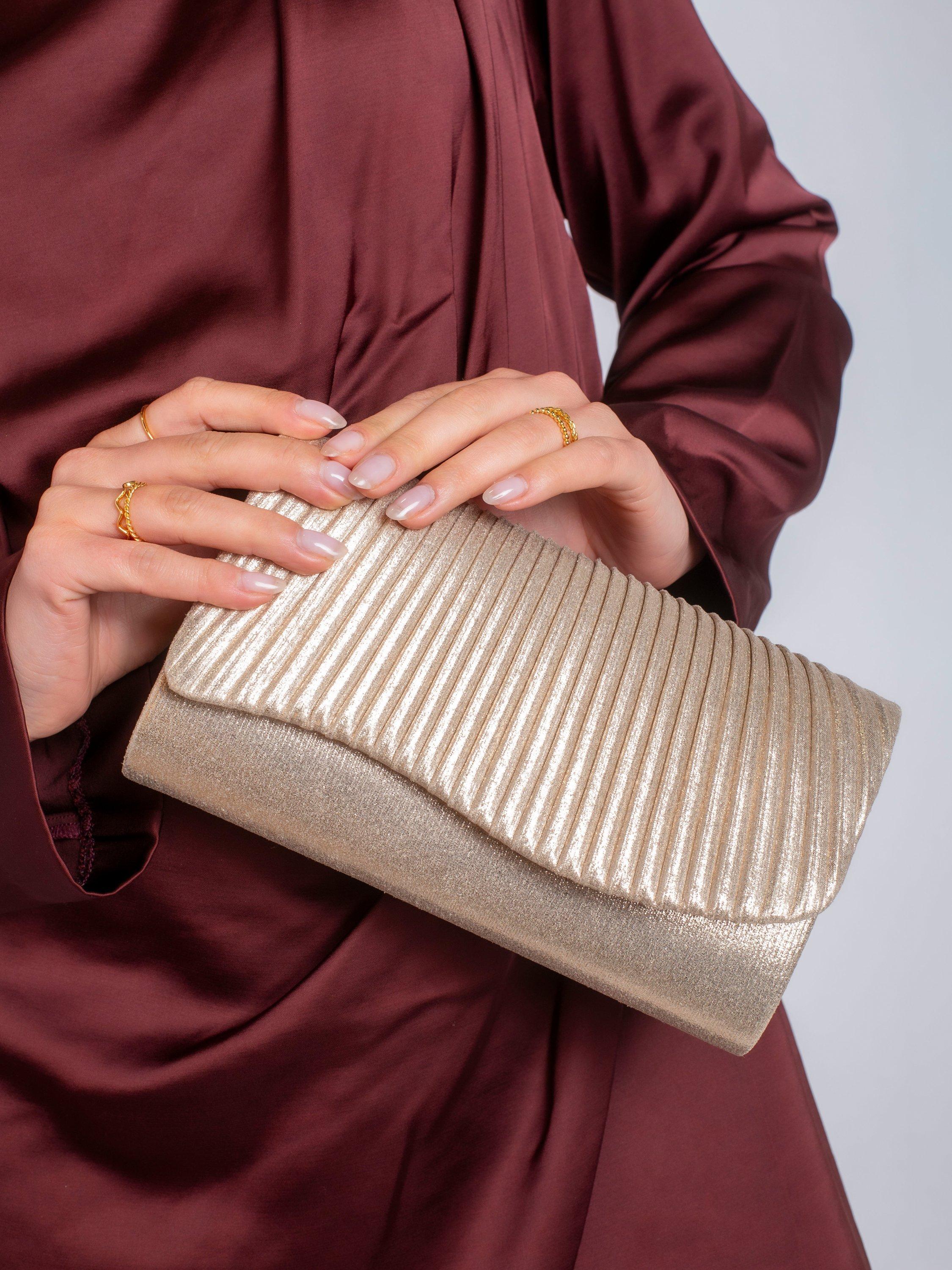 Product image 6 of 6, which shows Bloom & Bay Lorelei Metallic Clutch Bag, Gold, One Size