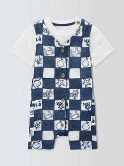 John Lewis Baby Graphic Check Bibshorts & T-Shirt Set, Multi, Multi