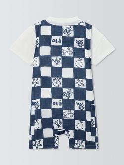 John Lewis Baby Graphic Check Bibshorts & T-Shirt Set, Multi - view 2, Multi