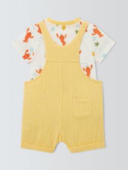 John Lewis Baby Lobster Bibshorts & T-Shirt Set, Yellow - view 2, Yellow