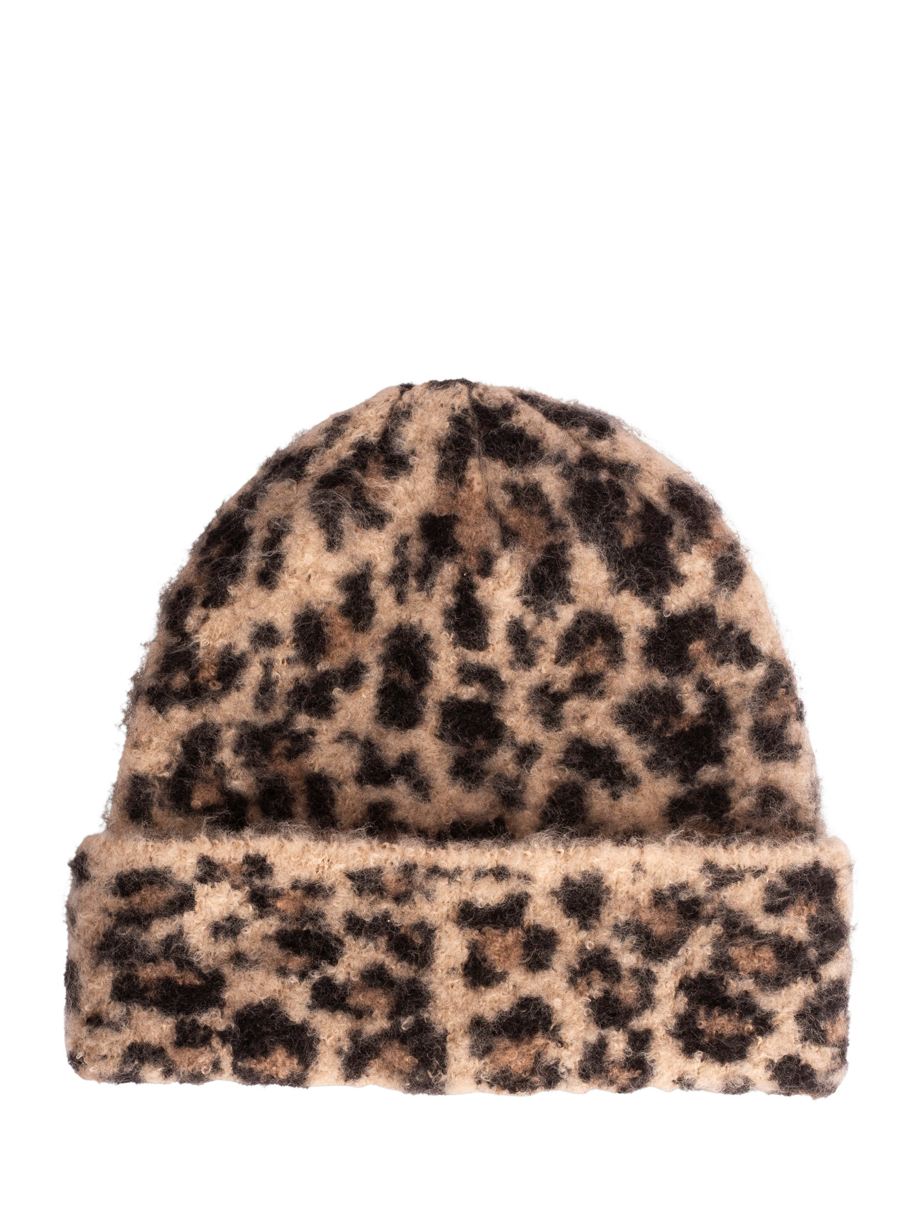 Product image 1 of 3, which shows Bloom & Bay Maddison Animal Print Beanie , Brown, One Size