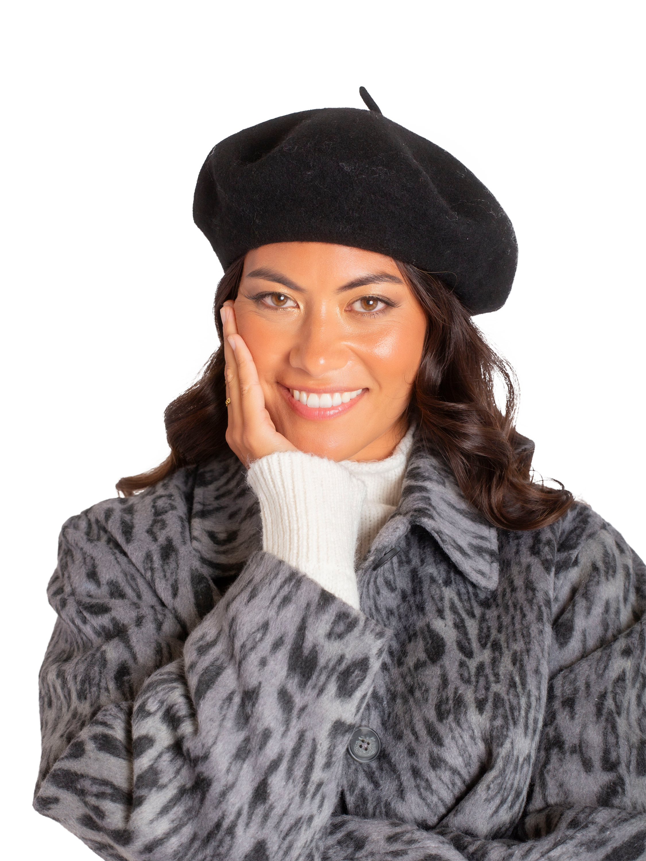 Product image 5 of 6, which shows Bloom & Bay Paloma Wool Blend Beret, Black, One Size