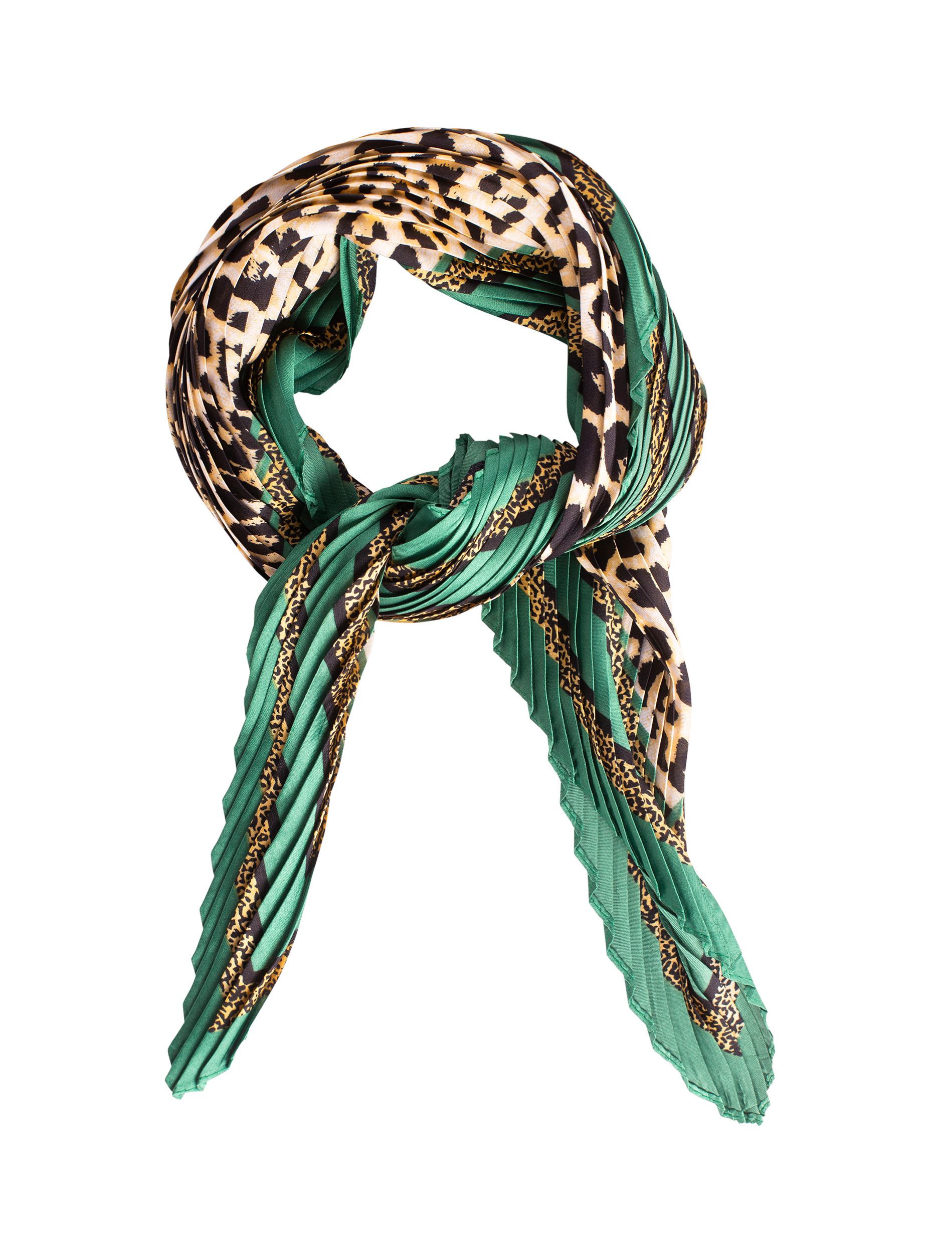 Product image 3 of 8, which shows Bloom & Bay Adeline Silm Pleated Neck Scarf , Green, One Size