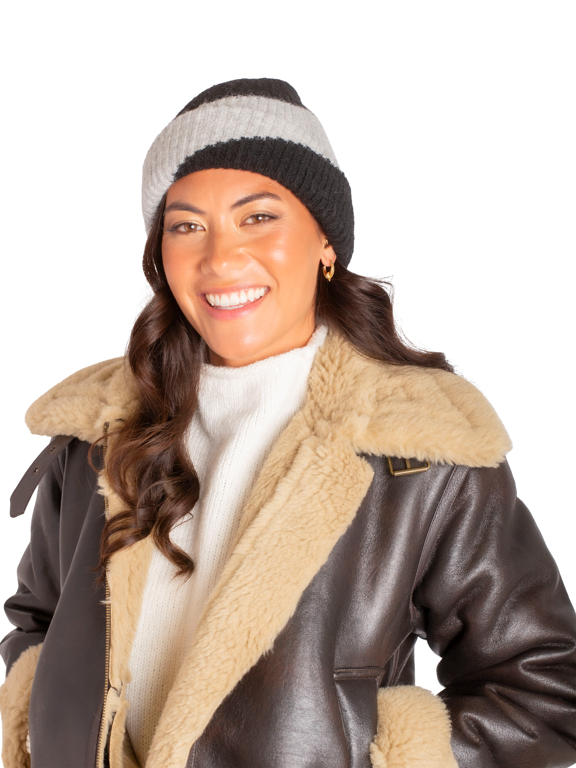 Product image 3 of 4, which shows Bloom & Bay Corso Beanie Colour Block, Gold, One Size