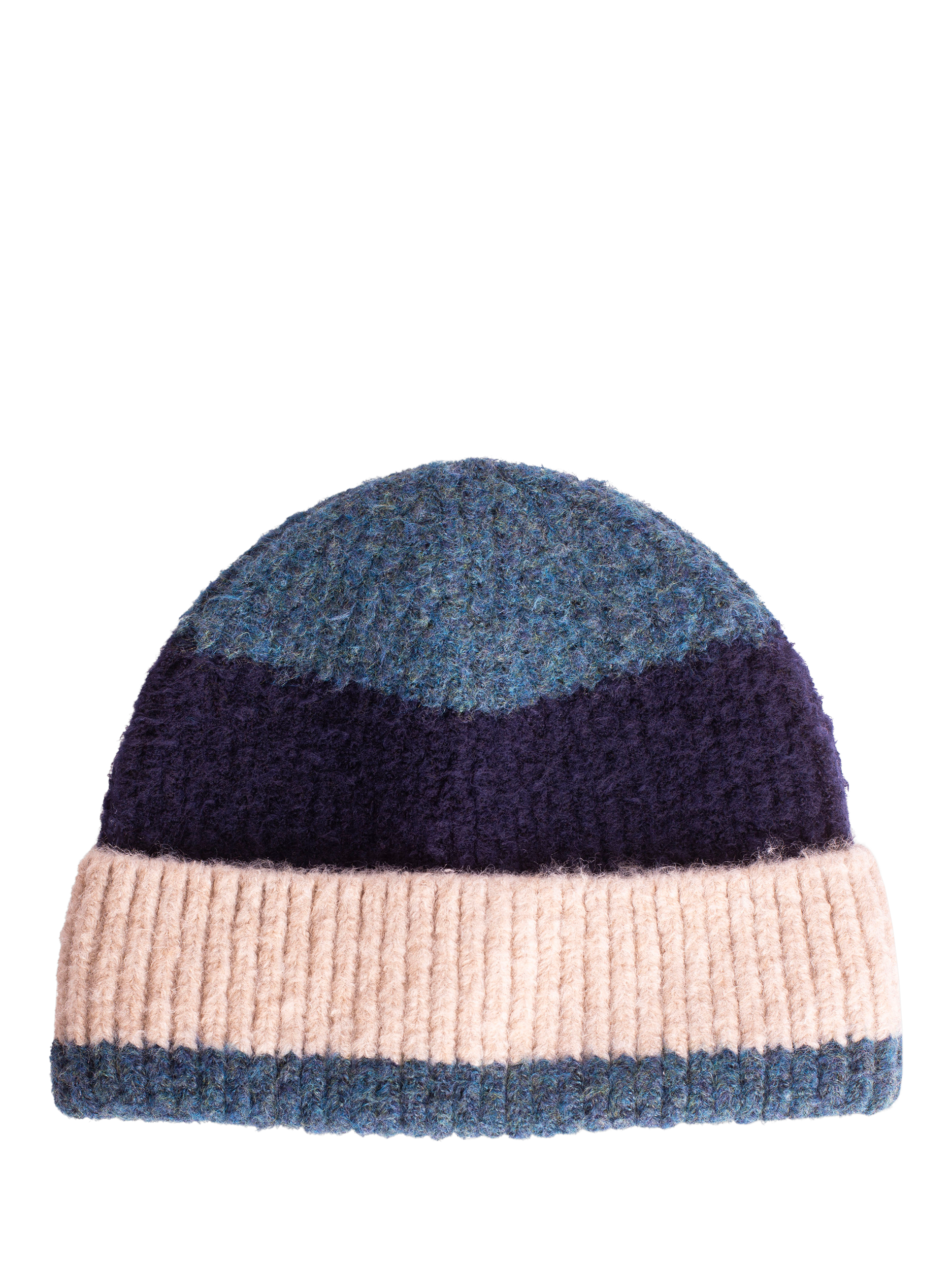 Product image 1 of 4, which shows Bloom & Bay Chapel Colour Block Beanie, Blue, One Size