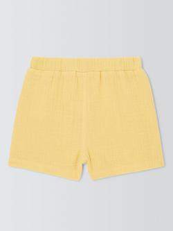 John Lewis Baby Crab Cotton Muslin Shorts, Yellow - view 2, Yellow