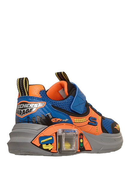 Skechers Kids' Garage Trainers, Blue/Multi - view 2, Blue/Multi