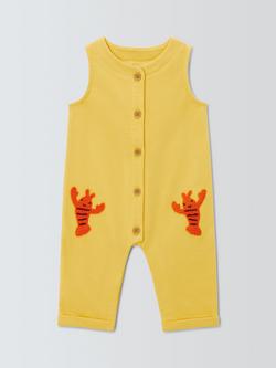 John Lewis Baby Lobster Loopback Romper, Yellow, Yellow