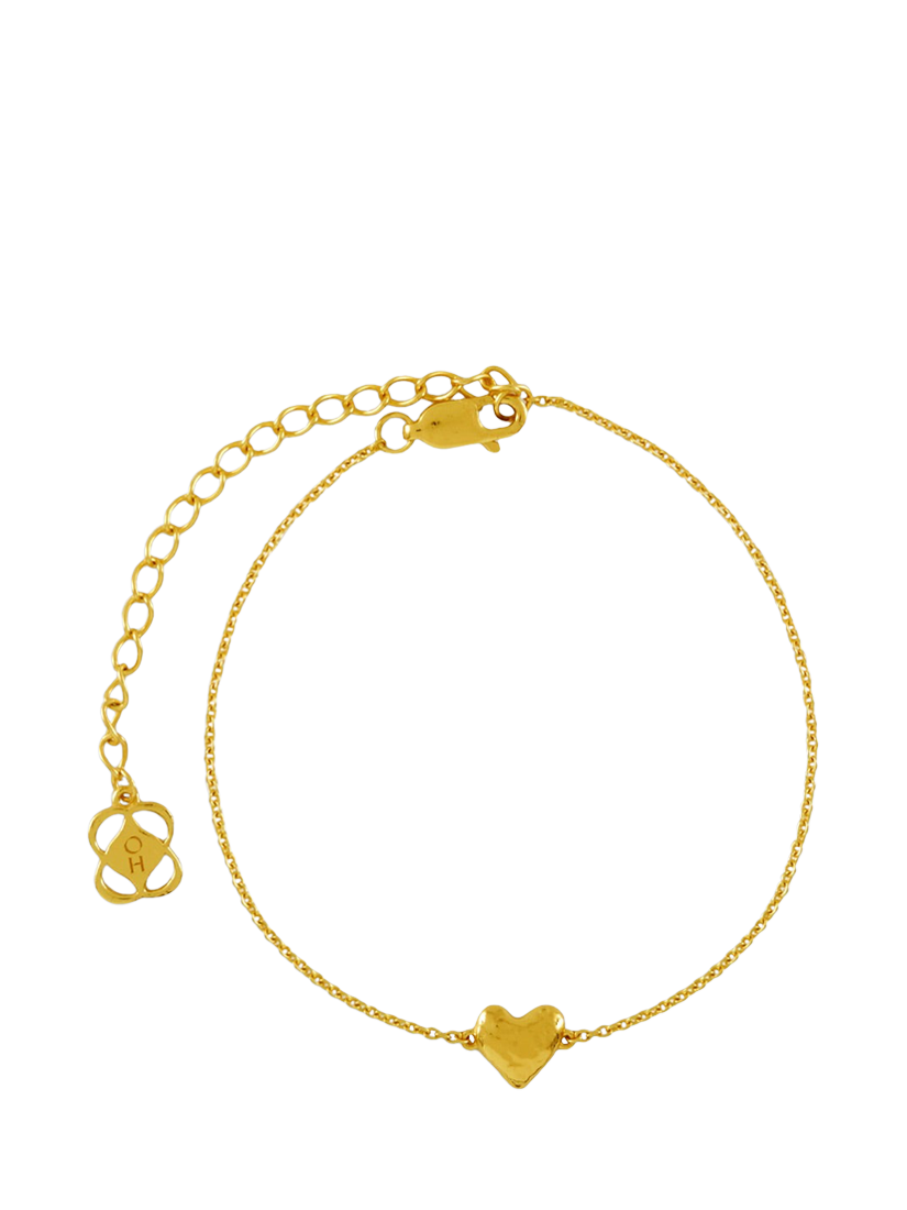 Product image 1 of 7, which shows Ottoman Hands Single Heart Bracelet, Gold