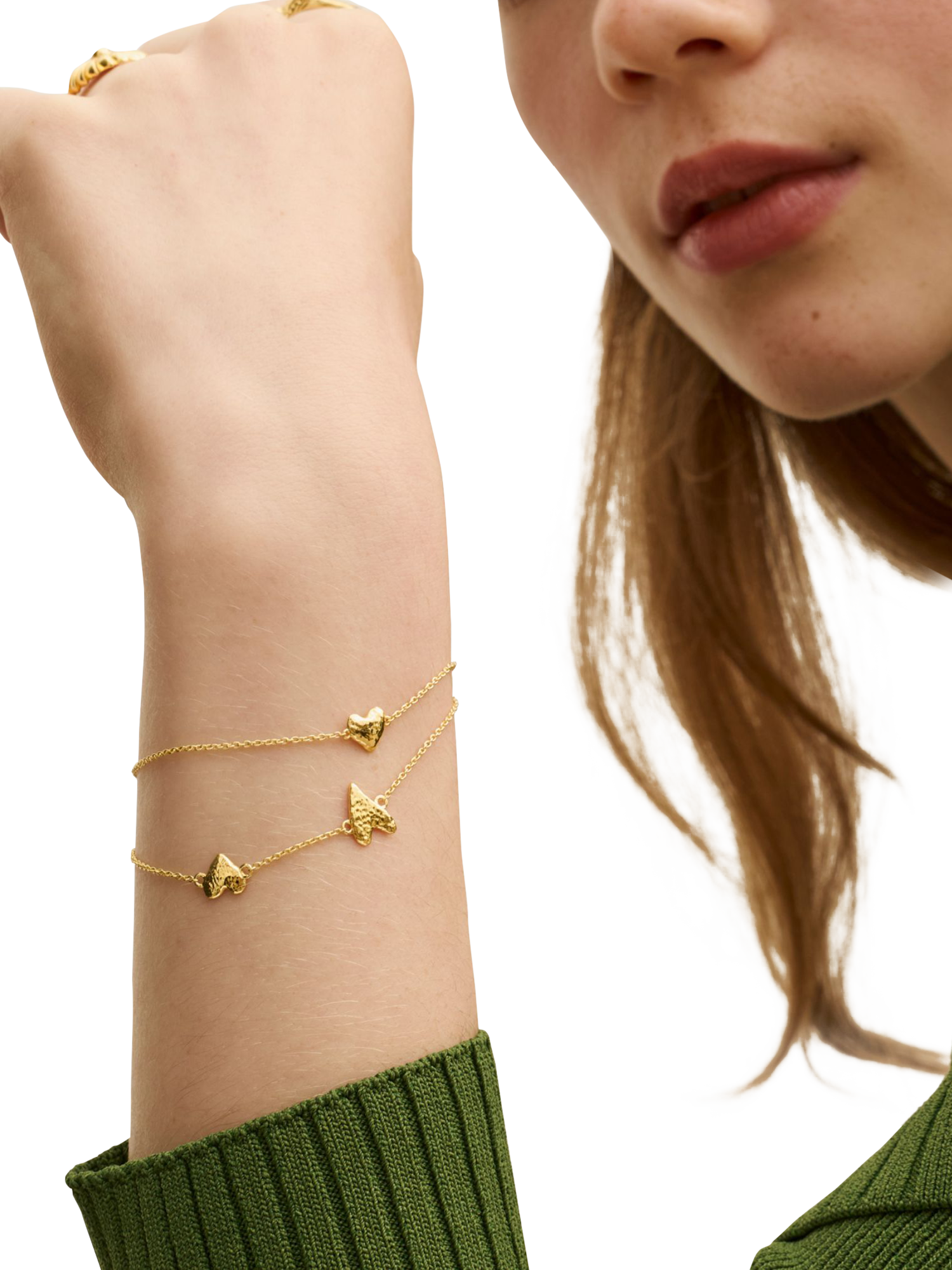 Product image 4 of 7, which shows Ottoman Hands Single Heart Bracelet, Gold