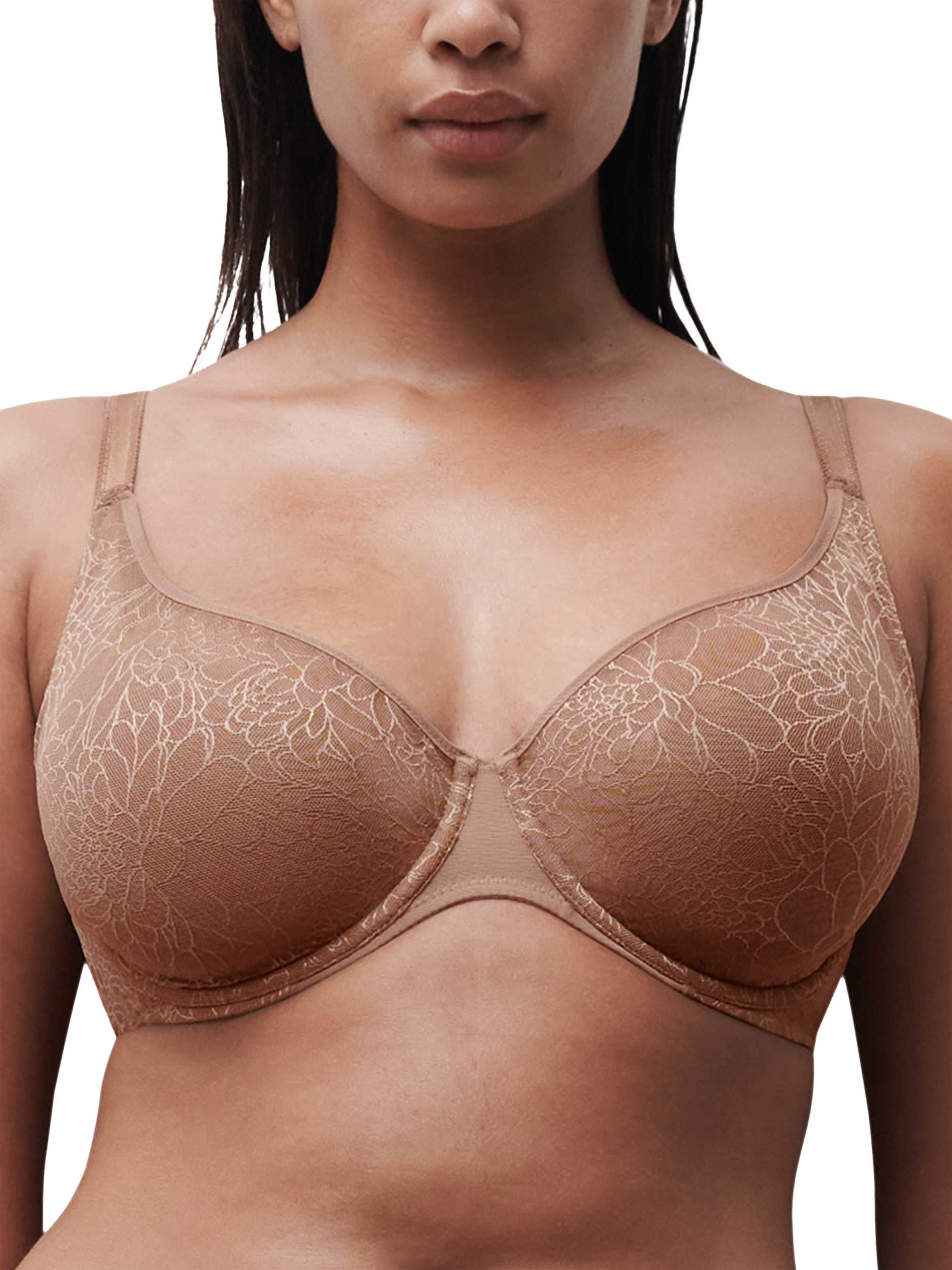 Product image 1 of 4, which shows Chantelle Belle Plunge Spacer Bra, Coffee Latte, 30D