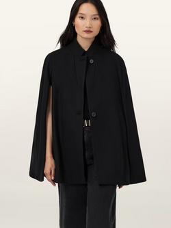 AllSaints Lunis Wool Rich Cape Coat, Black, Black