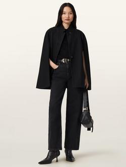 AllSaints Lunis Wool Rich Cape Coat, Black - view 2, Black