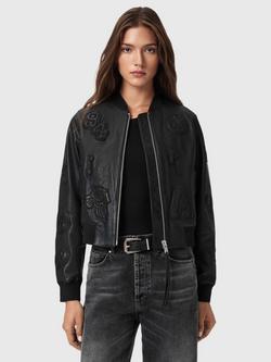 AllSaints Orten 94 Leather Bomber Jacket, Black, Black