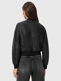 AllSaints Orten 94 Leather Bomber Jacket, Black - view 2, Black