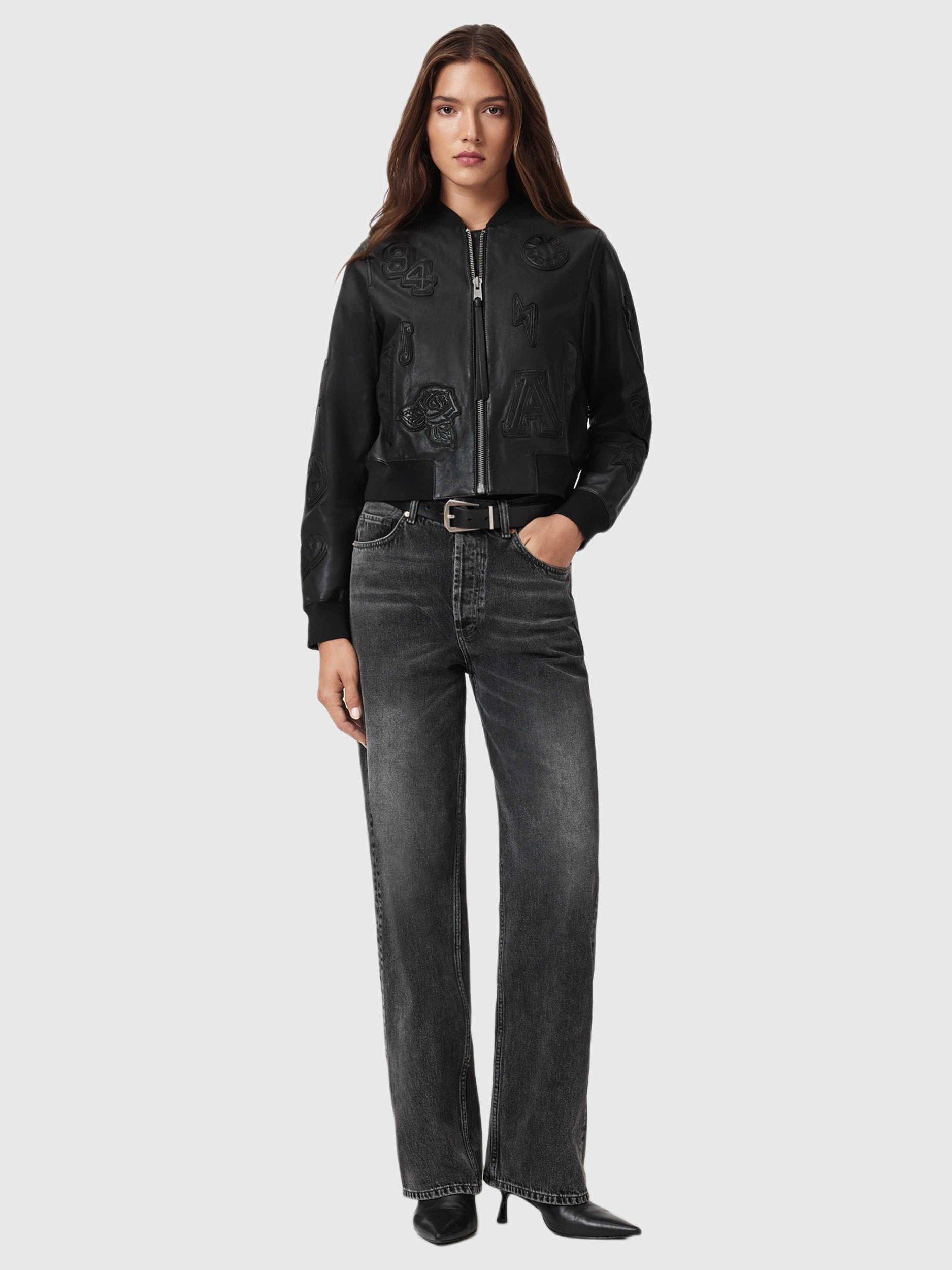 Product image 3 of 6, which shows AllSaints Orten 94 Leather Bomber Jacket, Black, 10