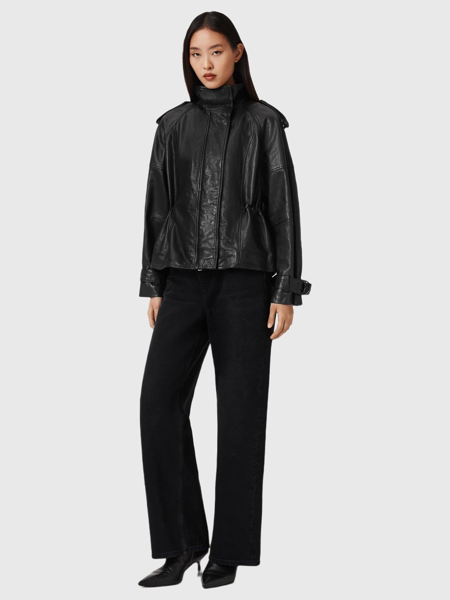 Product image 3 of 7, which shows AllSaints Serne Pure Leather Jacket, Black, XS