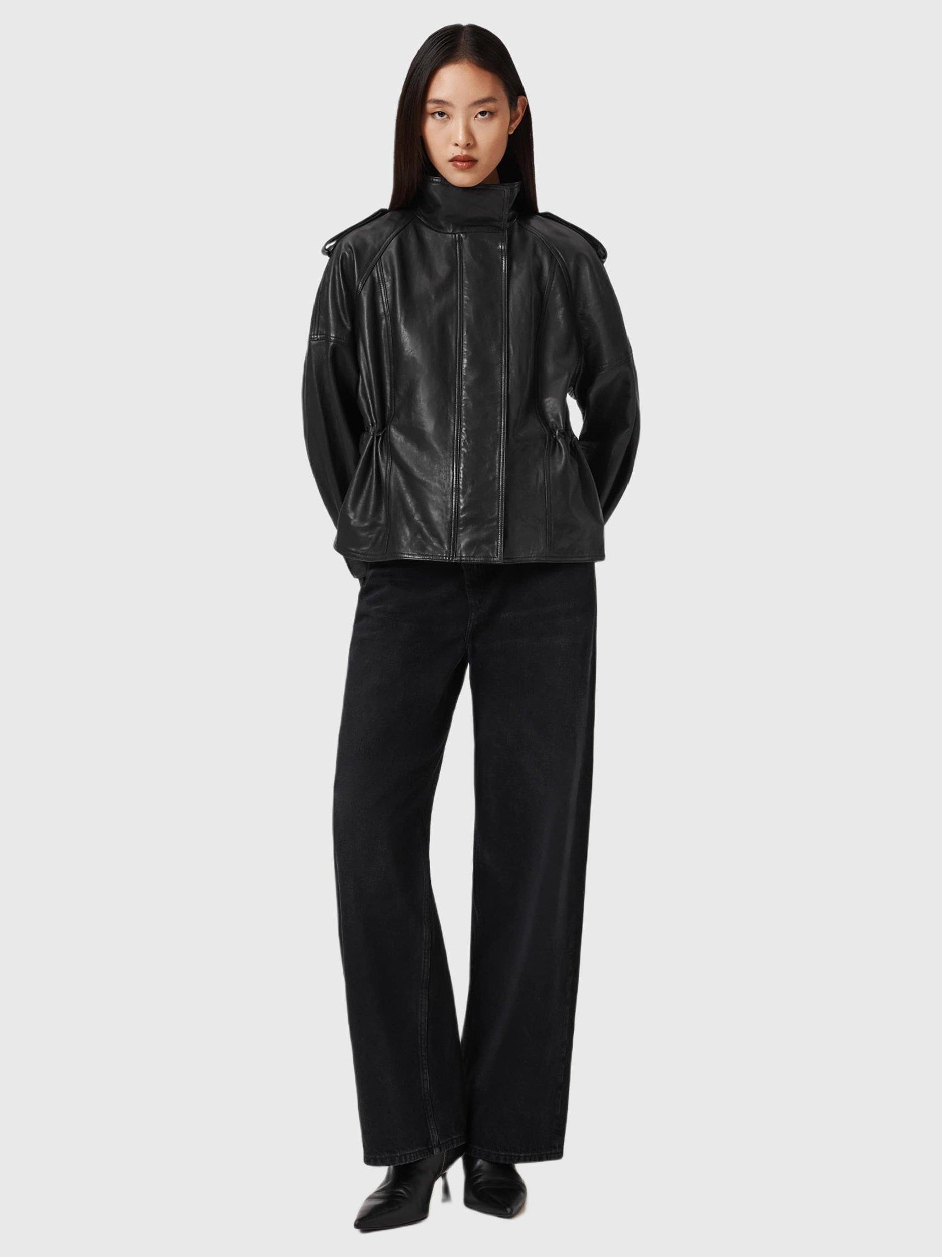 Product image 7 of 7, which shows AllSaints Serne Pure Leather Jacket, Black, XS