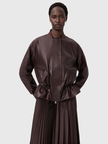 AllSaints Sofi Leather Jacket, Oxblood Red, Oxblood Red
