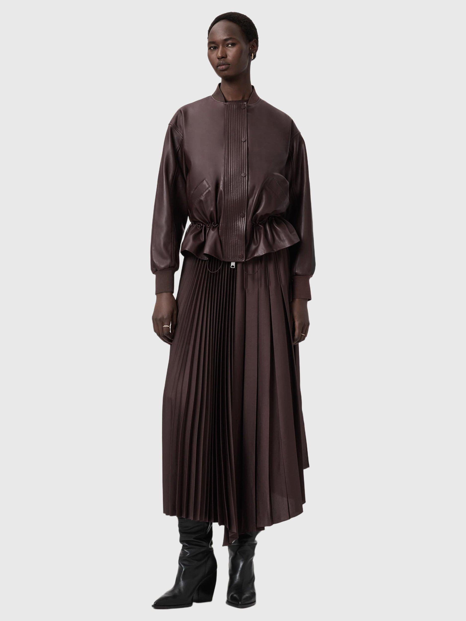 Product image 3 of 11, which shows AllSaints Sofi Leather Jacket, Oxblood Red, 10