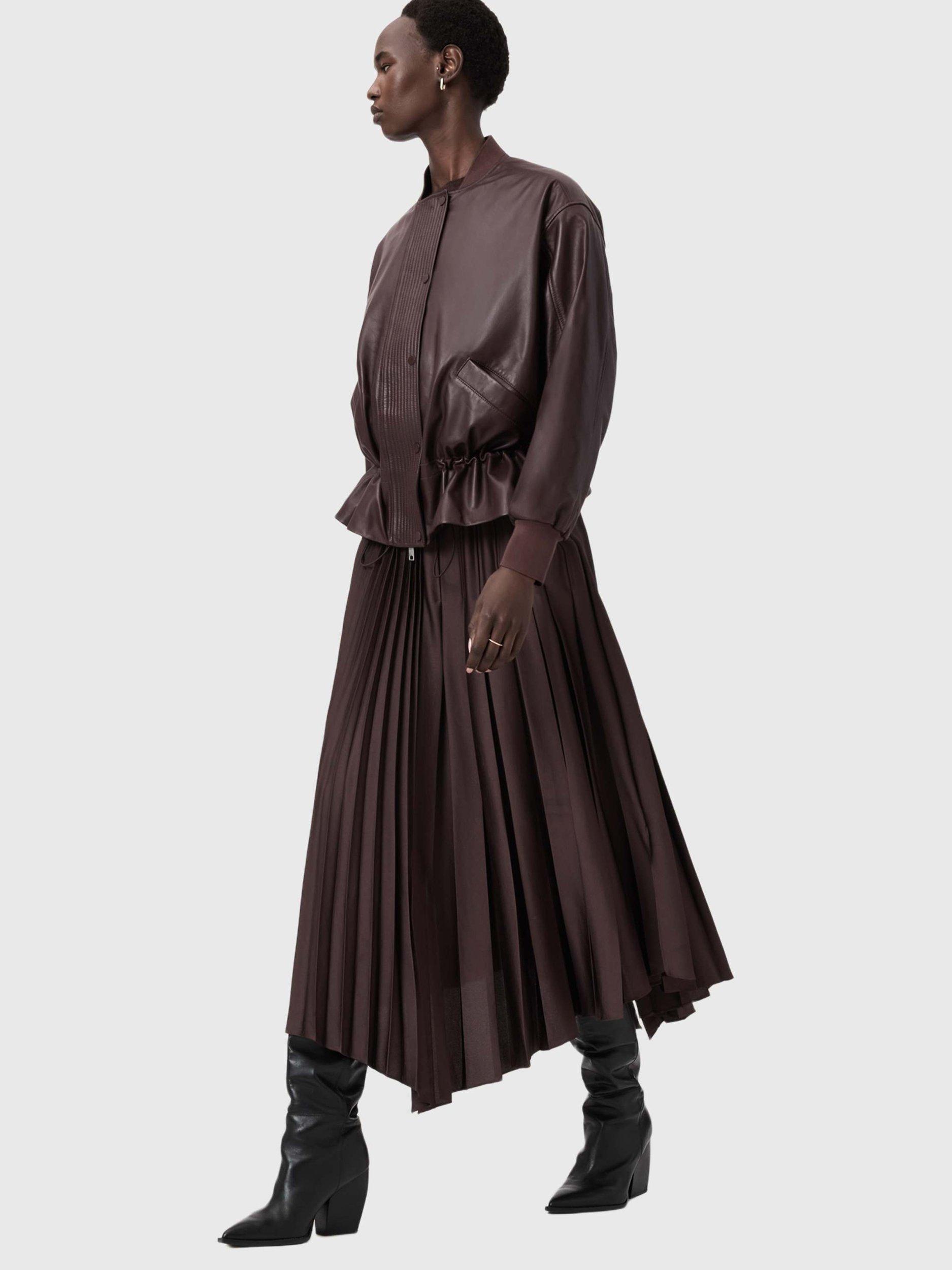 Product image 9 of 11, which shows AllSaints Sofi Leather Jacket, Oxblood Red, 10