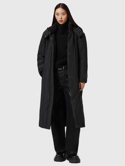 AllSaints Winnie Longline Puffer Coat, Black, Black