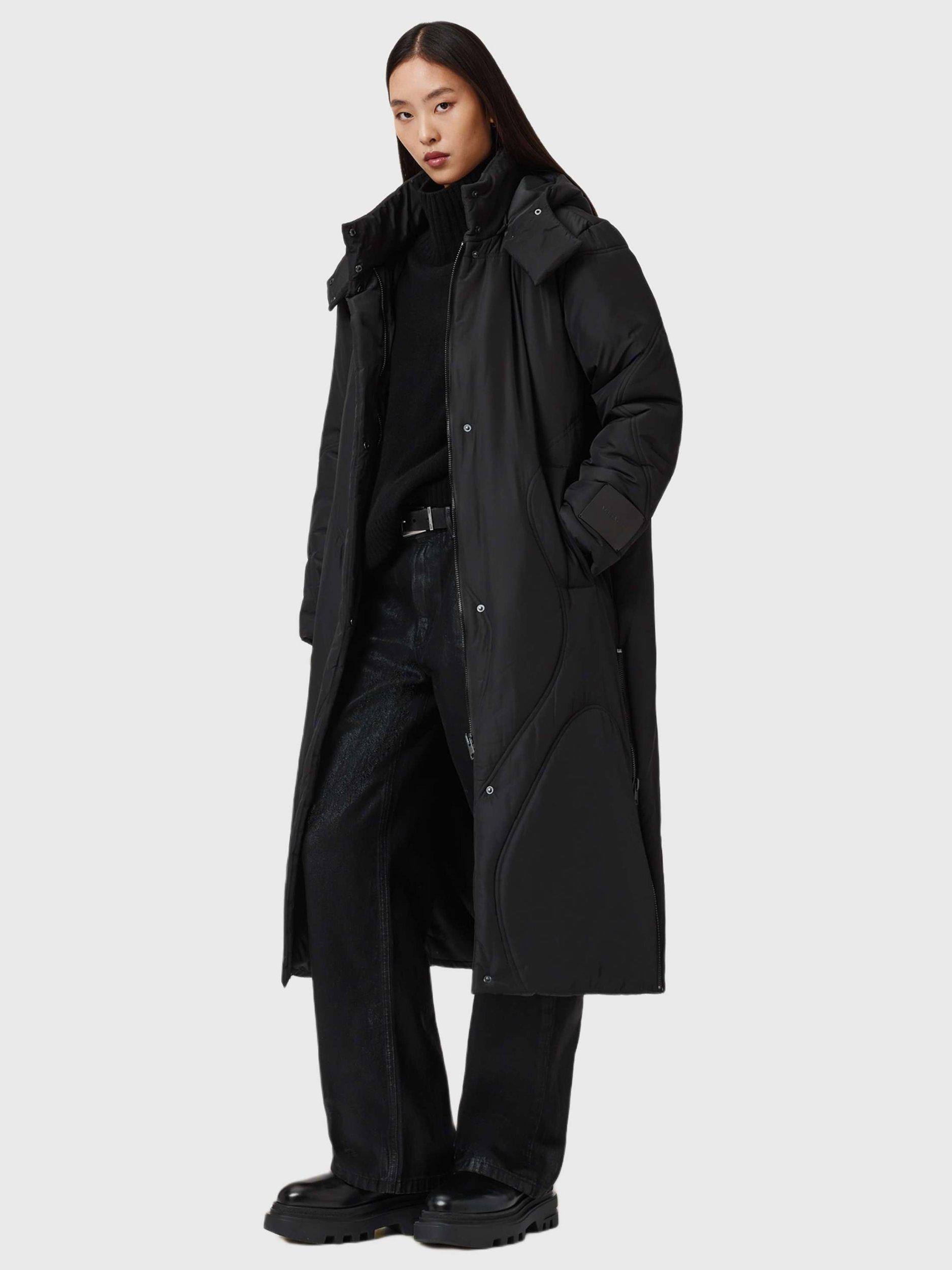 Product image 3 of 7, which shows AllSaints Winnie Longline Puffer Coat, Black, XS