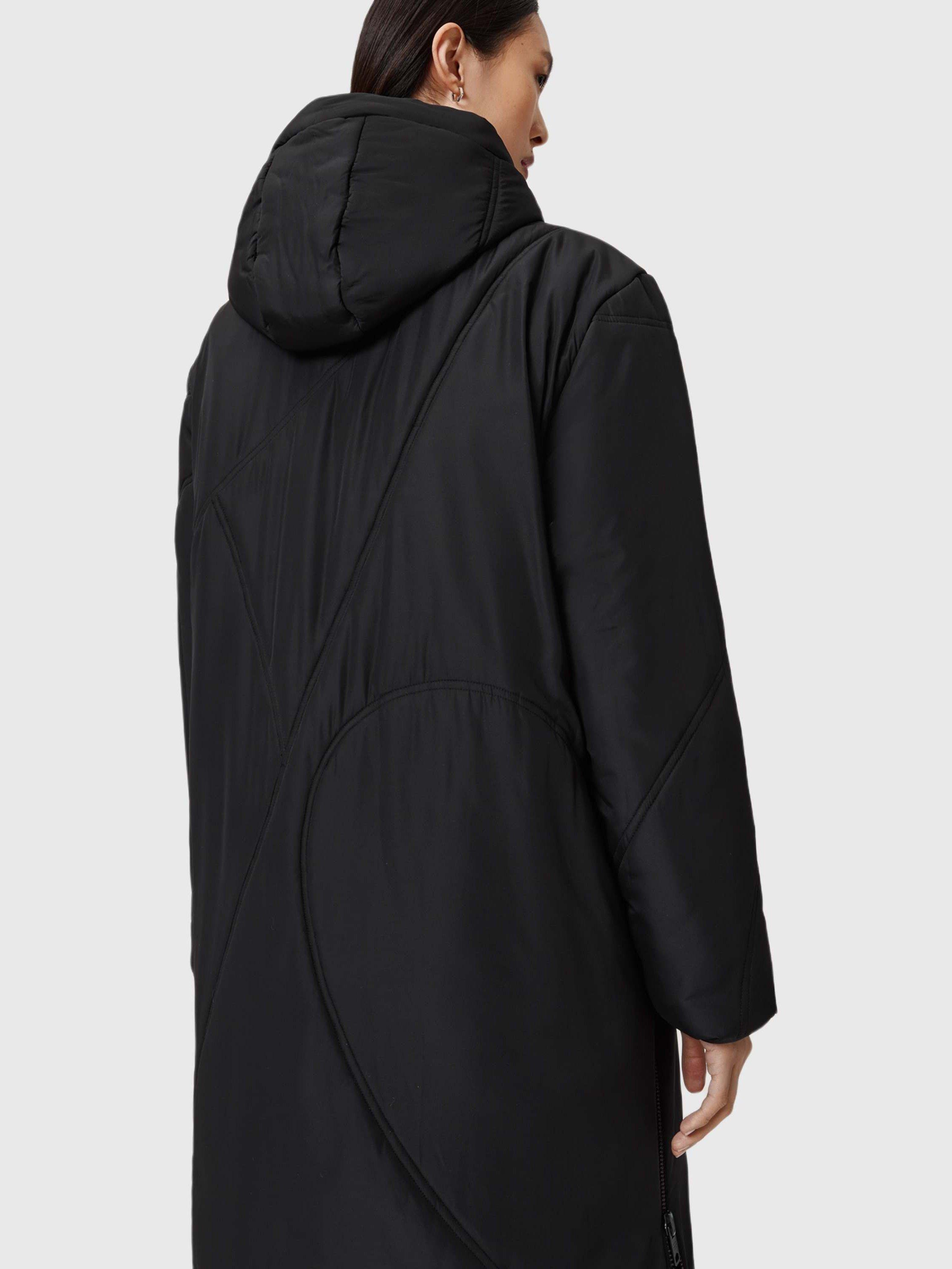 Product image 5 of 7, which shows AllSaints Winnie Longline Puffer Coat, Black, XS