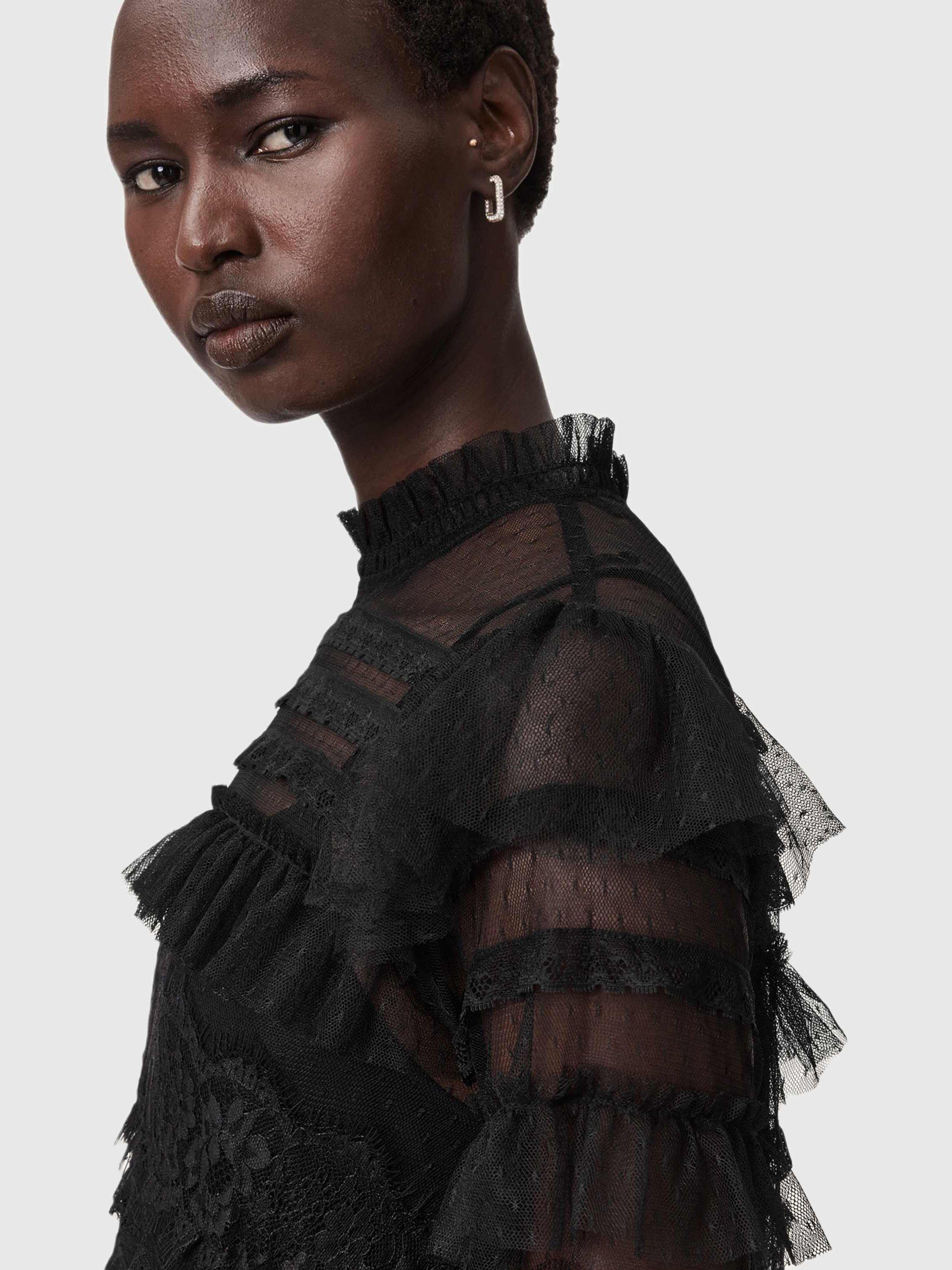 Product image 6 of 6, which shows AllSaints Cavarly Textured Maxi Dress, Black, 14