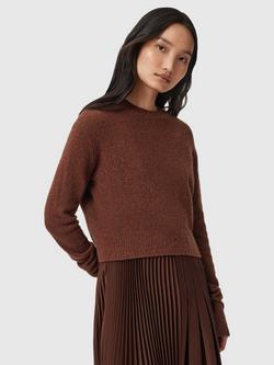 AllSaints Jax Layered Wool Blend Jumper Dress, Chestnut Brown, Chestnut Brown