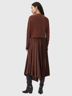 AllSaints Jax Layered Wool Blend Jumper Dress, Chestnut Brown - view 2, Chestnut Brown