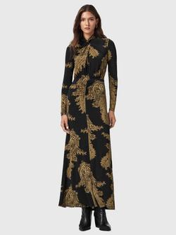 AllSaints Mina Paisley Maxi Dress, Black, Black