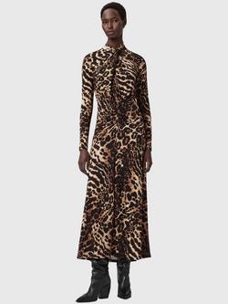 AllSaints Mina Animal Print Maxi Dress, Pardus Honey, Pardus Honey