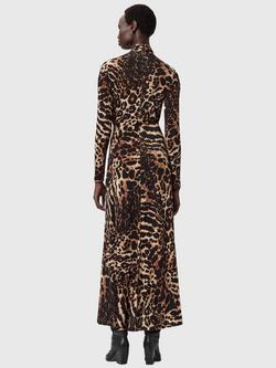 AllSaints Mina Animal Print Maxi Dress, Pardus Honey - view 2, Pardus Honey