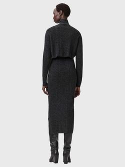 AllSaints Sabine Wool Blend Jumper Dress, Grey Charcoal - view 2, Grey Charcoal