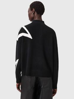 AllSaints A Star Jumper, Black/Multi - view 2, Black/Multi