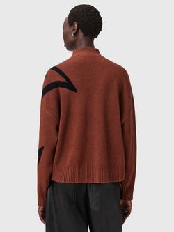 AllSaints A Star Jumper, Brown/Multi - view 2, Brown/Multi