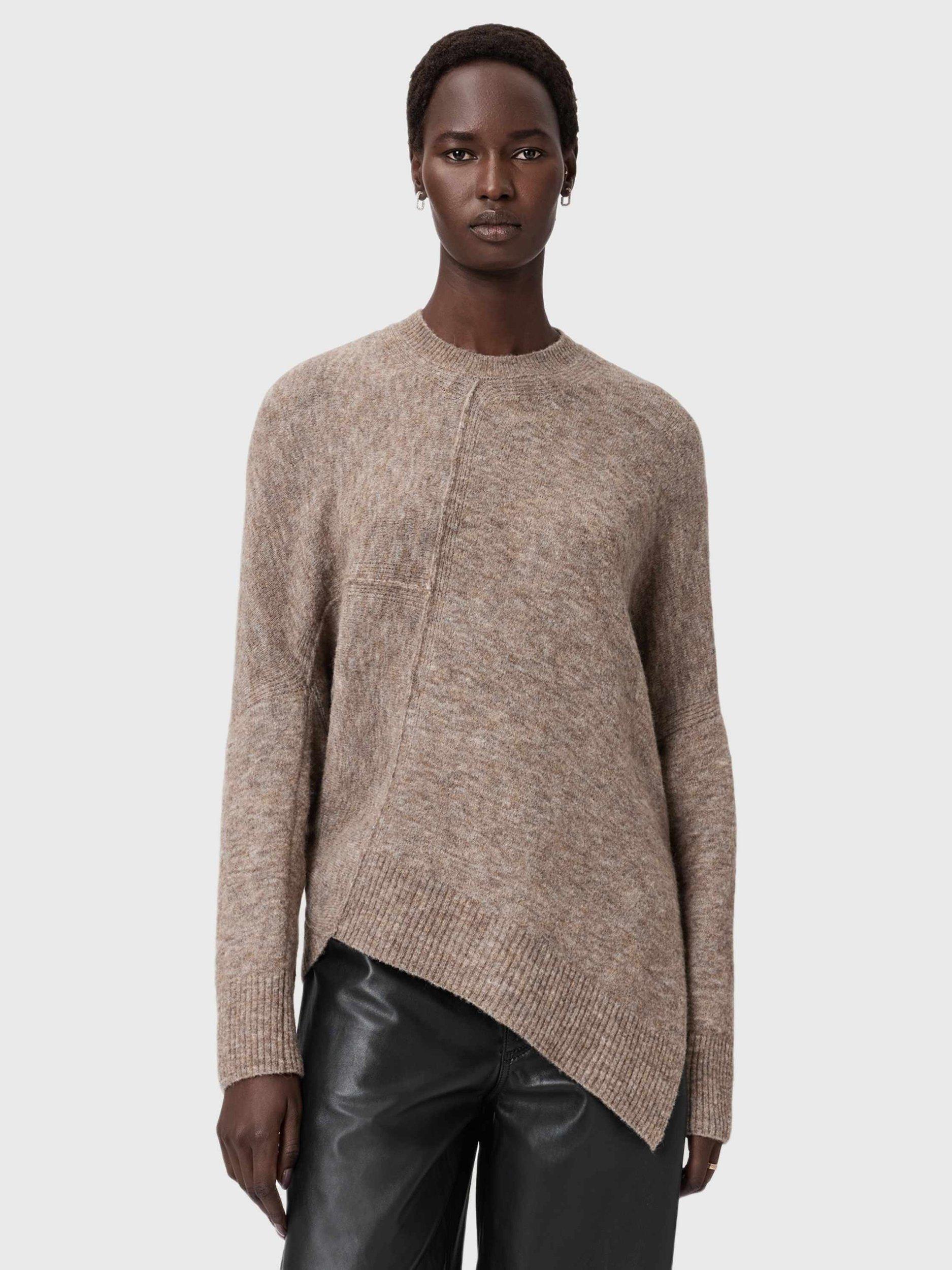 Product image 1 of 5, which shows AllSaints Wool Blend Crew Neck Jumper, Pine Bark Brown, M