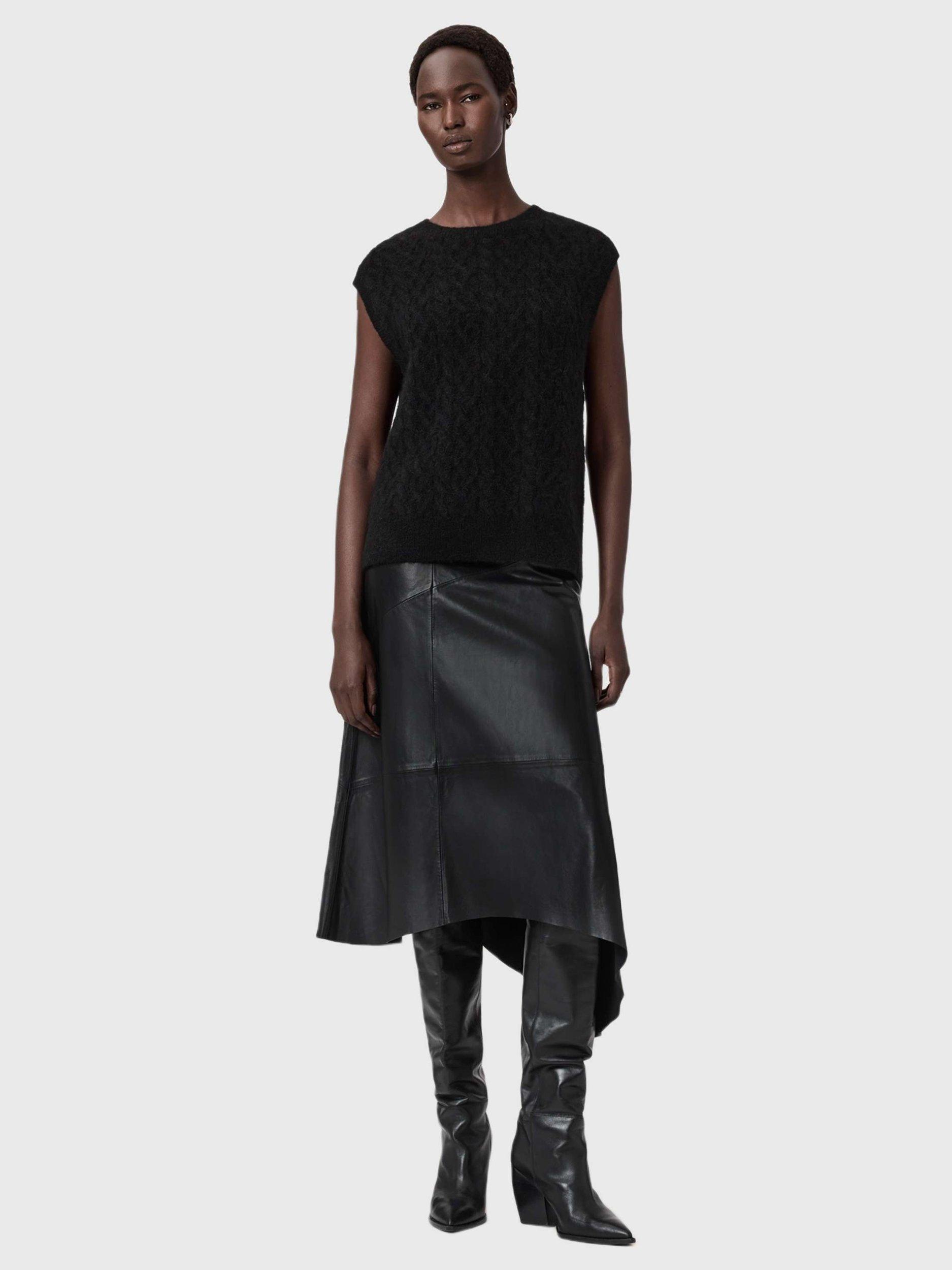 Product image 3 of 6, which shows AllSaints Sirius Cable Knit Wool Rich Tank Top, Black, XS