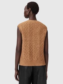 AllSaints Sirius Cable Knit Wool Rich Tank Top - view 2, Rattan Brown