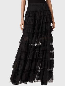 AllSaints Aude Ruffle Maxi Skirt, Black, Black