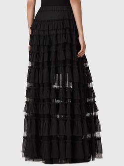 AllSaints Aude Ruffle Maxi Skirt, Black - view 2, Black